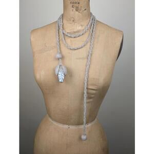 antique rare cream floral tassel necklace belt